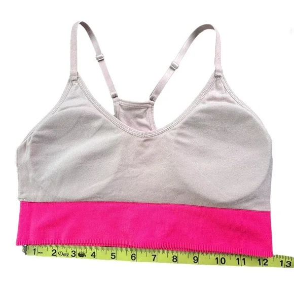Pink Active Seamless Lightly Padded Lined Bralette Womens Size M Pink Gradient - Picture 10 of 11